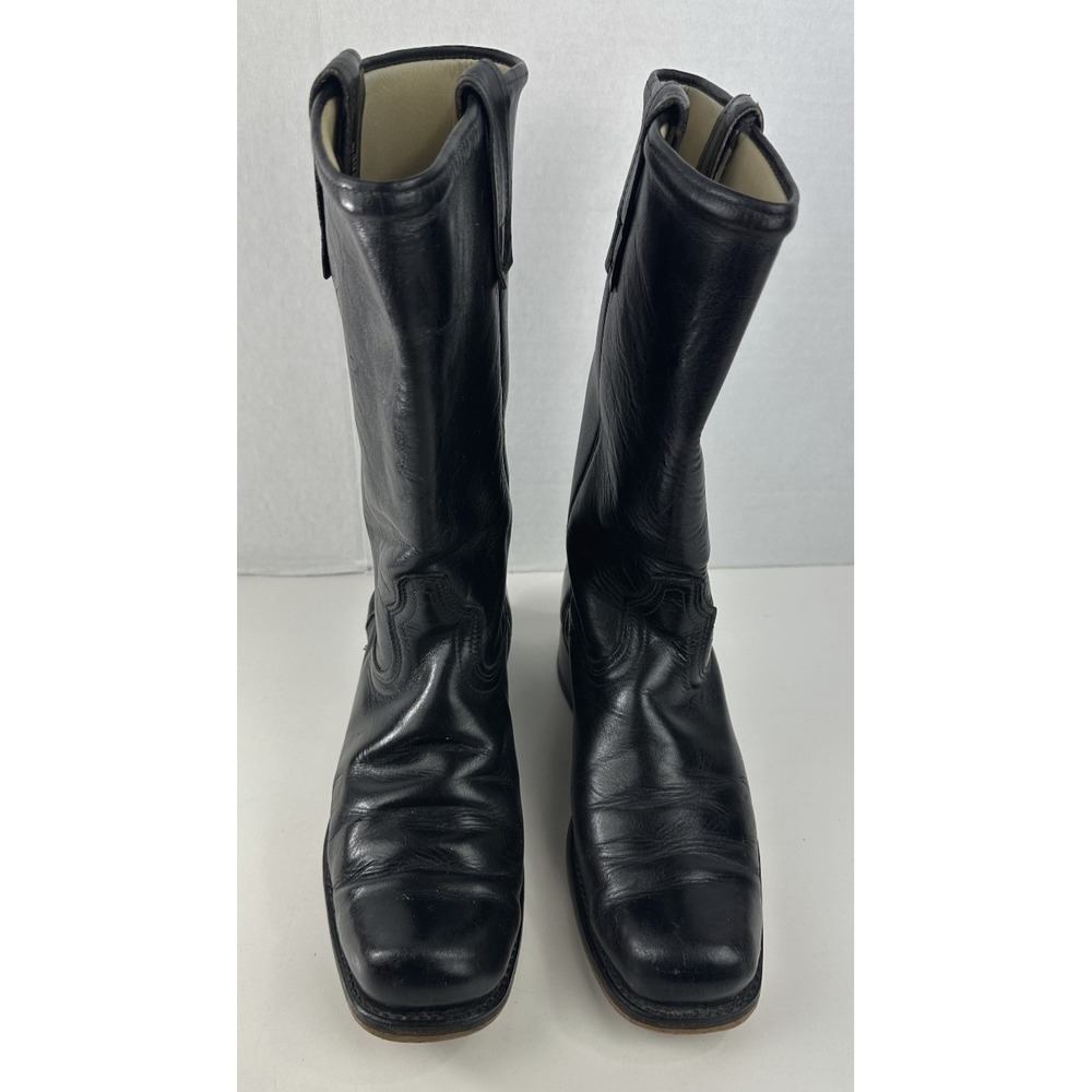 Rio Grande Square Toe Western Black Leather Boots Men's Size 8.5 D Pull On USA - Picture 11 of 11